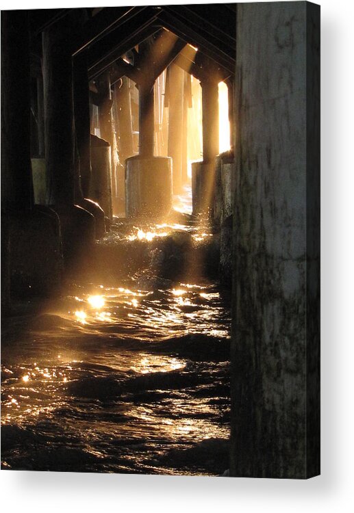 Daytona Acrylic Print featuring the photograph Under the Daytona Beach Pier 004 by Christopher Mercer