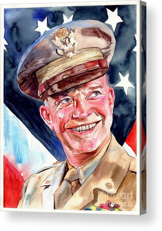 Dwight Acrylic Print featuring the painting US General Dwight D. Eisenhower by Suzann Sines