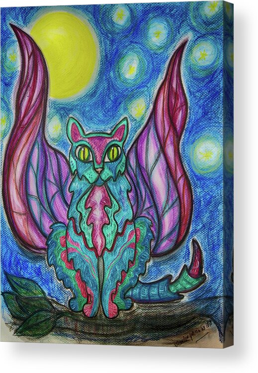 Vampire Acrylic Print featuring the drawing Vampy Kitty by Mimulux Patricia No