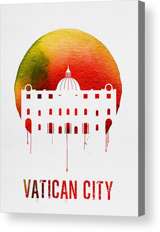 Vatican City Acrylic Print featuring the digital art Vatican City Landmark Red by Naxart Studio