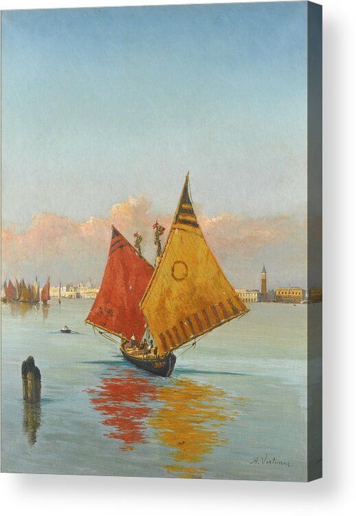 Achille Vertunni Acrylic Print featuring the painting View Across the Lagoon. Venice by Achille Vertunni