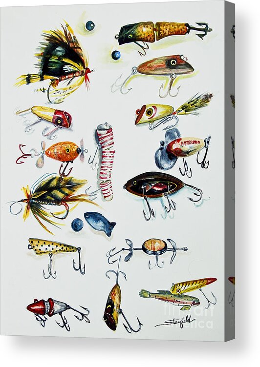 Vintage fishing Lures Acrylic Print by Johnnie Stanfield - Fine