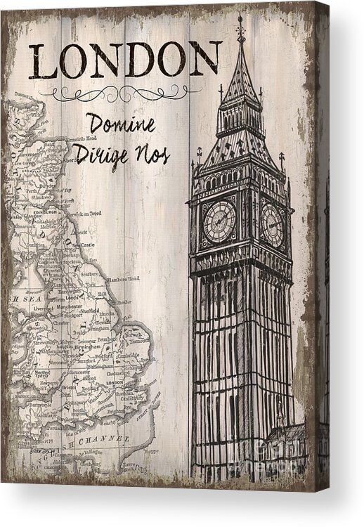 London Acrylic Print featuring the painting Vintage Travel Poster London by Debbie DeWitt