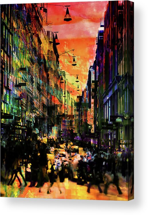 People Acrylic Print featuring the photograph Walking people by Gabi Hampe