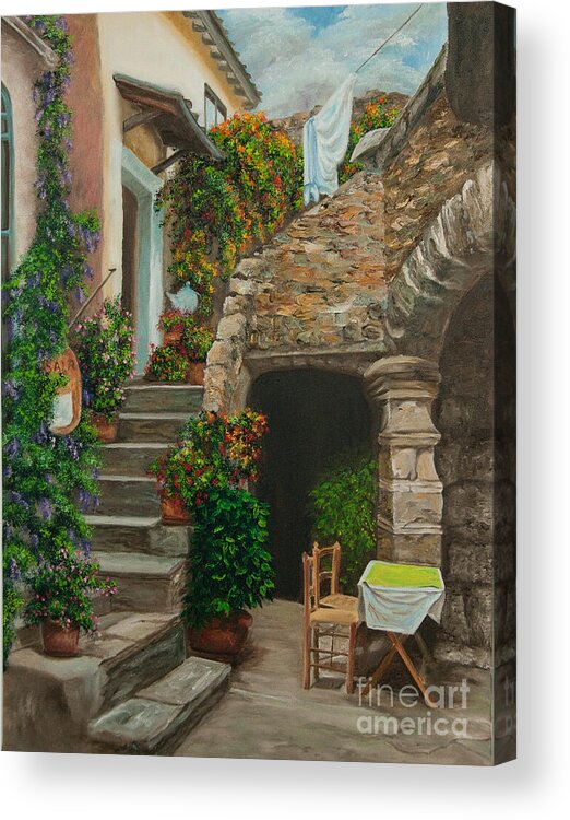 Italian Painting Acrylic Print featuring the painting Wash Day by Charlotte Blanchard