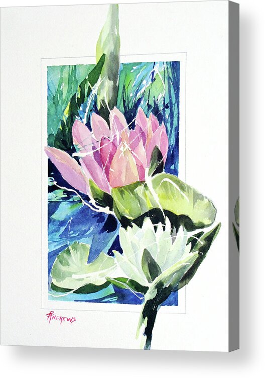 Design Acrylic Print featuring the painting Waterlily Design by Rae Andrews