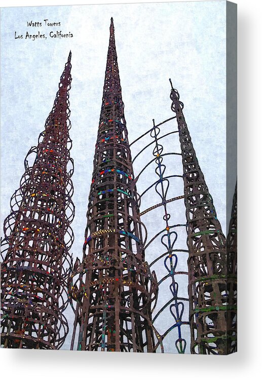 Watts Towers Acrylic Print featuring the photograph Watts Towers 2 - Los Angeles by Glenn McCarthy Art and Photography