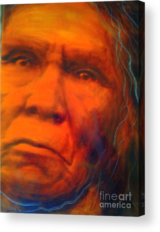 First Nation Portrait Native Men Native Aboriginal Indegenious Global Spirituality Acrylic Print featuring the painting We are First Nation by FeatherStone Studio Julie A Miller