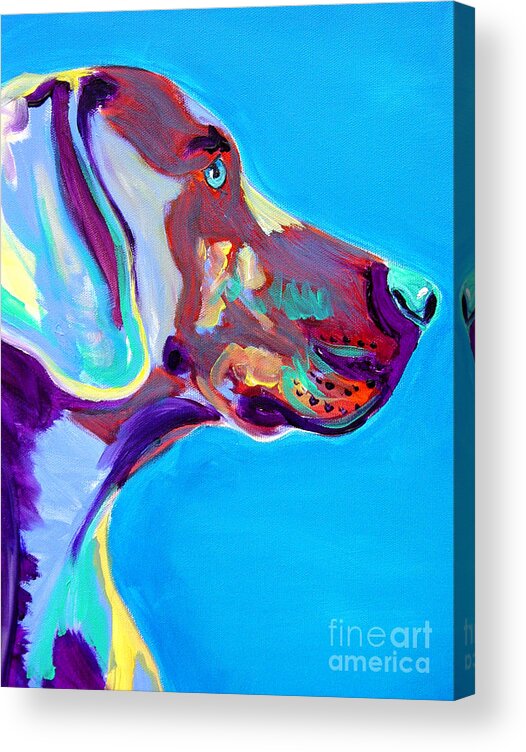 Dog Acrylic Print featuring the painting Weimaraner - Blue by Dawg Painter