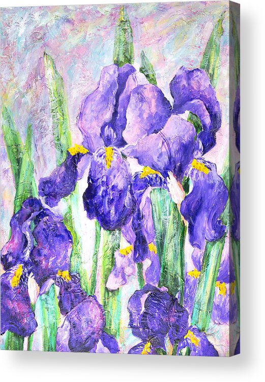 Iris Acrylic Print featuring the painting Welcome to Spring by Sally Quillin