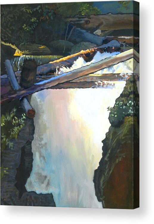 Fall Acrylic Print featuring the painting West Yaak Falls by Robert Bissett