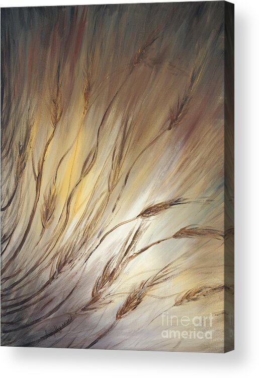 Wheat Acrylic Print featuring the painting Wheat in the Wind by Nadine Rippelmeyer