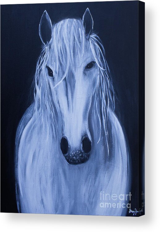 Horse Acrylic Print featuring the painting White Horse by Stacey Zimmerman