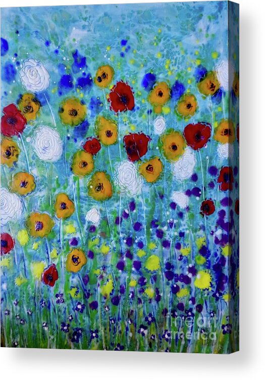 Painting Acrylic Print featuring the painting Wildflowers Never Fade by Amy Stielstra