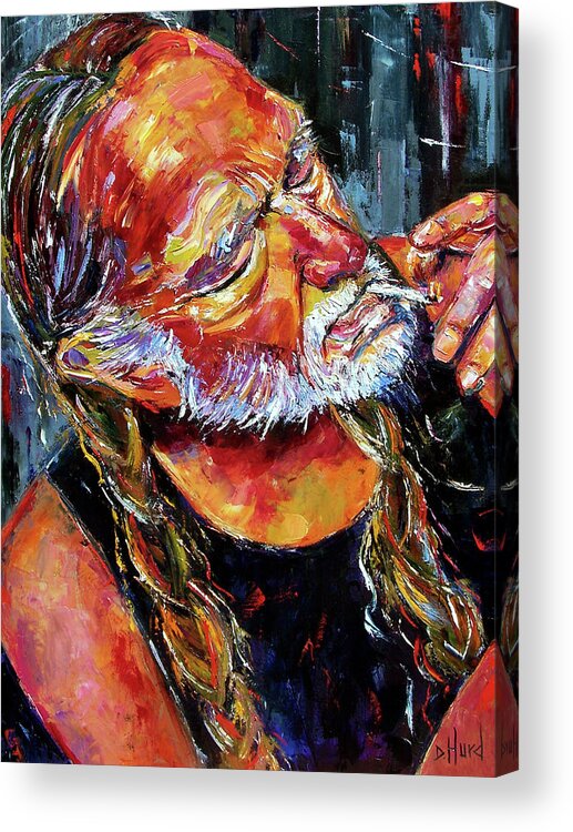 Willie Nelson Acrylic Print featuring the painting Willie Nelson Booger Red by Debra Hurd