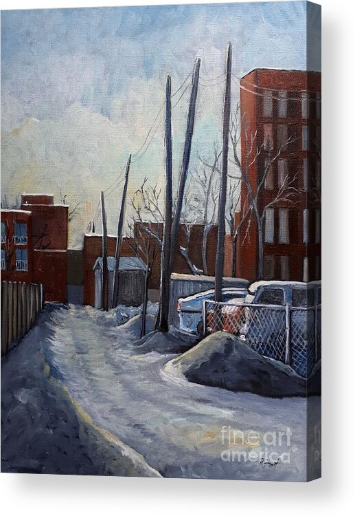 Montreal Acrylic Print featuring the painting Winter Lane by Reb Frost