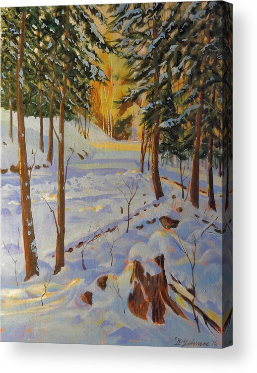 Canadian Shield Acrylic Print featuring the painting Winter on the Lane by David Gilmore