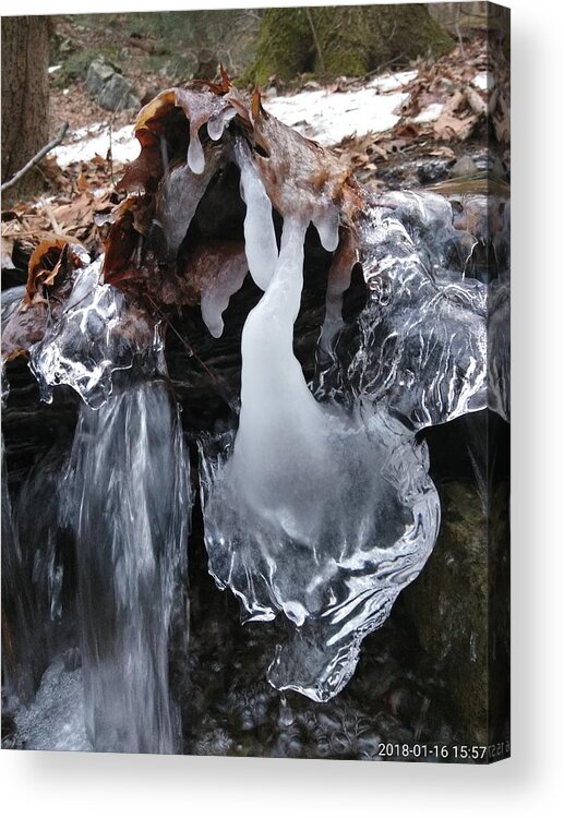 Nature Acrylic Print featuring the photograph Winter Water Flow 5 by Robert Nickologianis