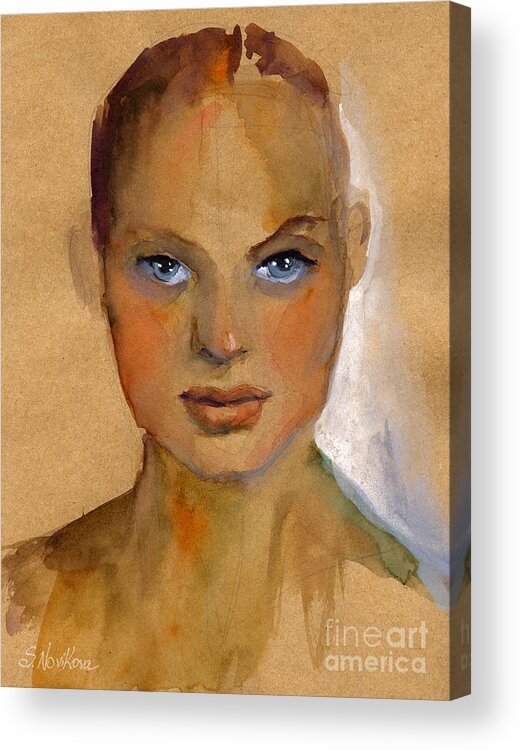 Portrait Acrylic Print featuring the painting Woman portrait sketch by Svetlana Novikova