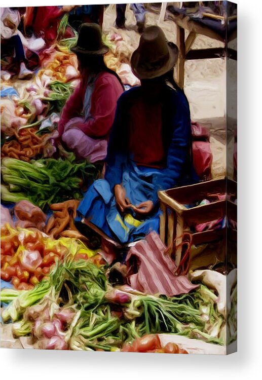 Women At The Market Acrylic Print featuring the painting Women at the Market by Shelley Bain