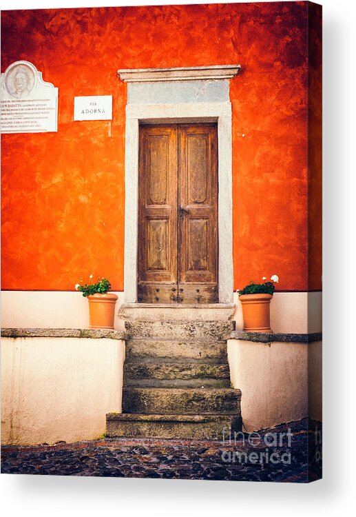 Architecture Acrylic Print featuring the photograph Wooden door with steps by Silvia Ganora