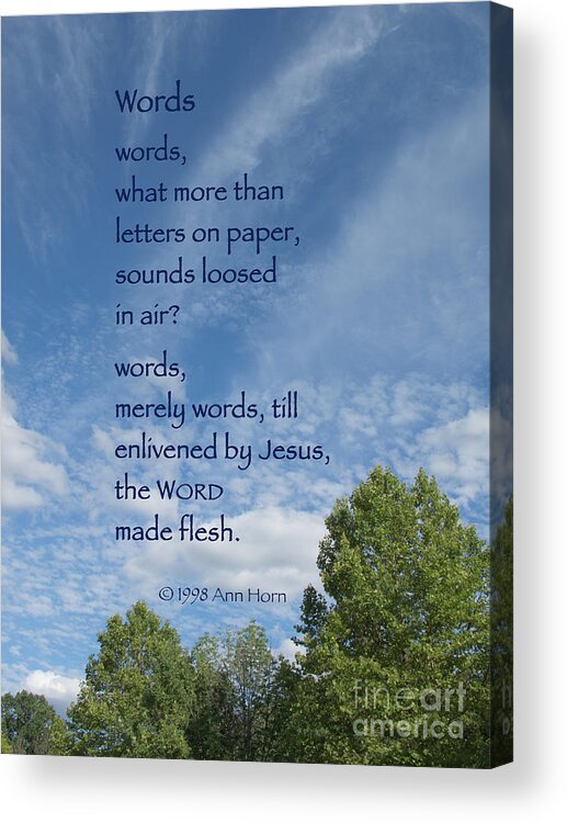 Blue Sky Acrylic Print featuring the photograph Words by Ann Horn