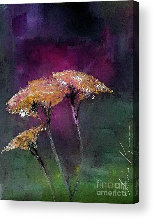 Yarrow Acrylic Print featuring the painting Yarrow In The Dark Painting by Lisa Kaiser