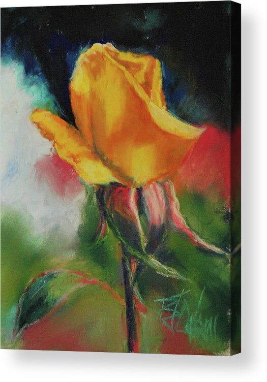 Yellow Rose Acrylic Print featuring the painting Yellow Rose of Texas by Billie Colson