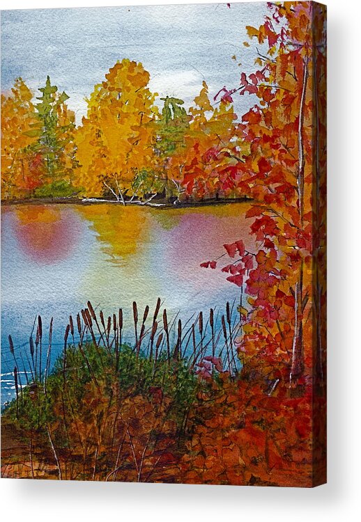 Landscape Acrylic Print featuring the painting Yellow Tree at Institute Park by Lynn Babineau