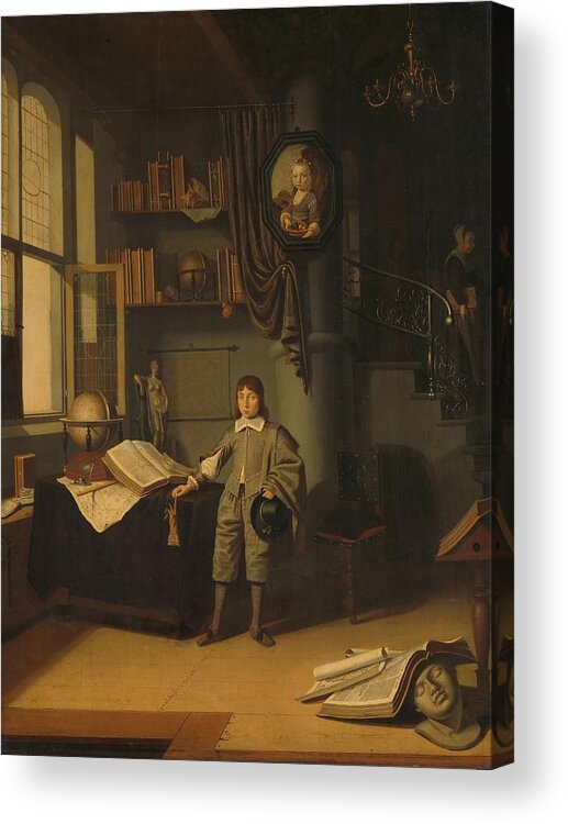 Young Man In A Study Acrylic Print featuring the painting Young Man in a Study by MotionAge Designs