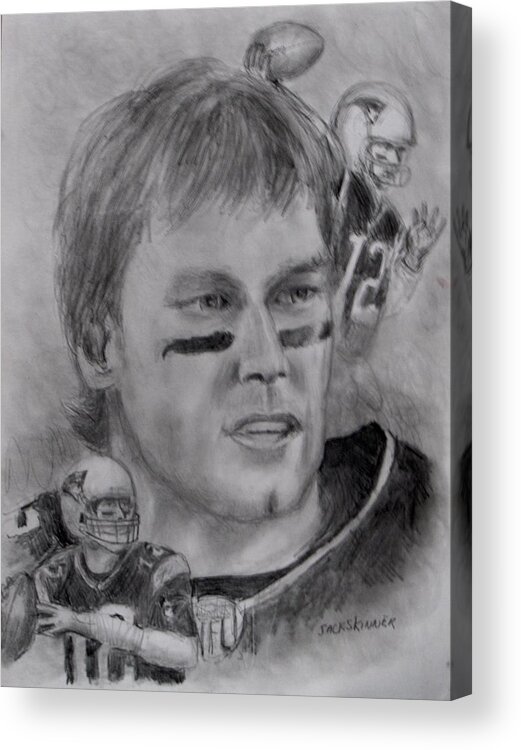 Tom Brady Acrylic Print featuring the drawing Young Tom by Jack Skinner