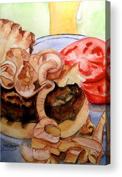 Food Acrylic Print featuring the painting Yummy Fried Onion Burger by Carol Grimes