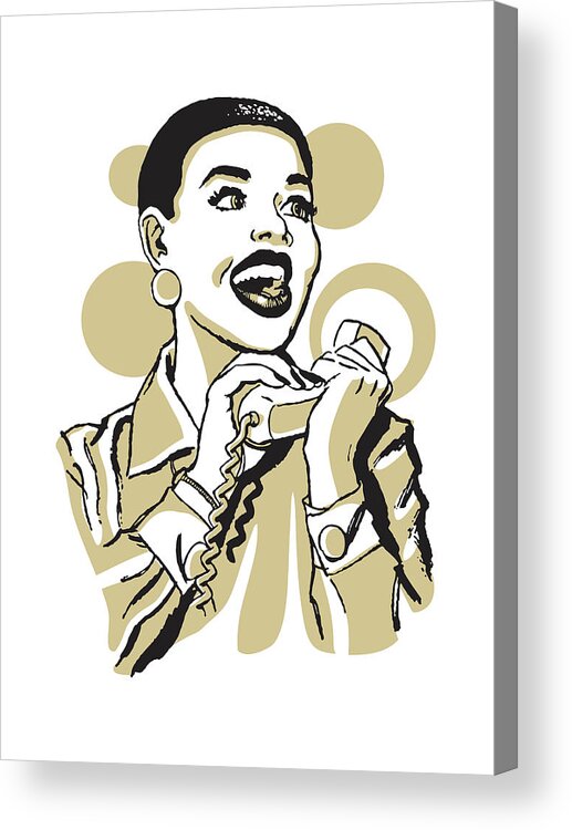 Administration Acrylic Print featuring the drawing African-American Woman Holding the Phone for Someone #1 by CSA Images
