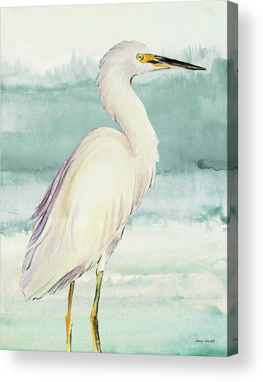 Heron Acrylic Print featuring the painting Heron On Seaglass II #1 by Lanie Loreth