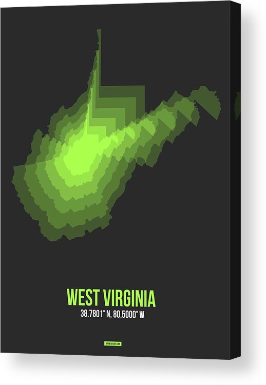 West Virginia Acrylic Print featuring the digital art Map of West Virginia #1 by Naxart Studio