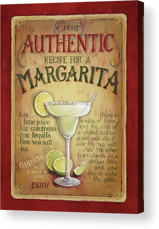 Recipe To Make An authentic Margarita
Summer Drink Acrylic Print featuring the painting Margarita #1 by Lisa Audit