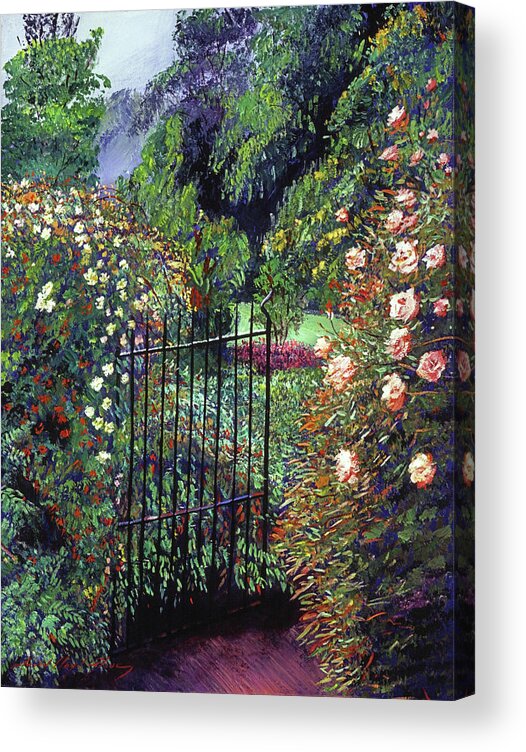 Gardens Acrylic Print featuring the painting Quiet Garden Entrance #1 by David Lloyd Glover