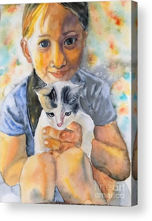 The Cat Is My Best Friend. Acrylic Print featuring the painting 1082019 by Han in Huang wong