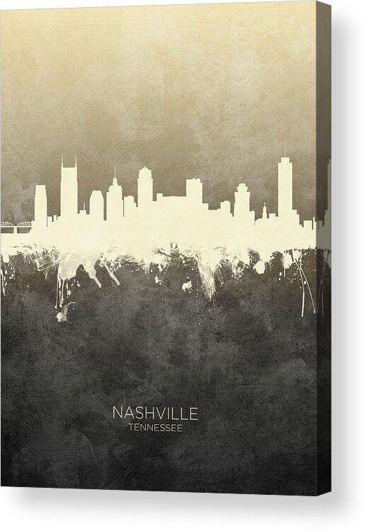 Nashville Acrylic Print featuring the digital art Nashville Tennessee Skyline #16 by Michael Tompsett