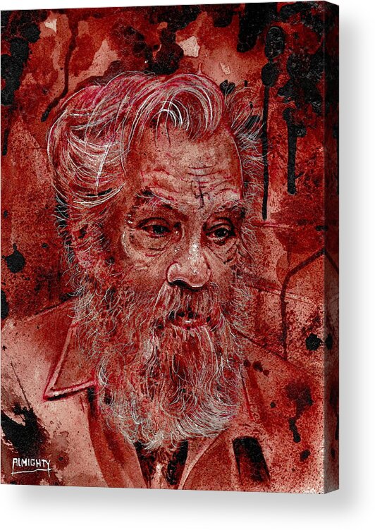 Ryan Almighty Acrylic Print featuring the painting CHARLES MANSON port dry blood #2 by Ryan Almighty