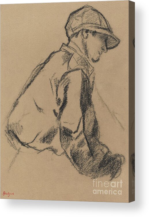 Degas Acrylic Print featuring the drawing Study of a Jockey by Edgar Degas