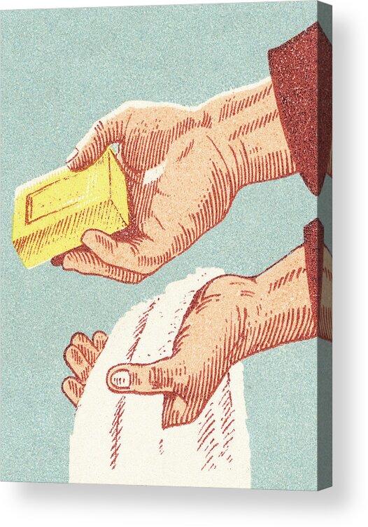 Attendant Acrylic Print featuring the drawing Washing hands #9 by CSA Images