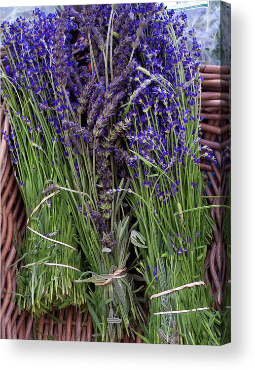 Bunch Acrylic Print featuring the photograph A Basket Of Lavender Bundles by Bill Boch