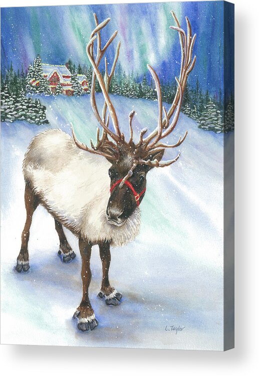 Reindeer Acrylic Print featuring the painting A Winter's Walk by Lori Taylor