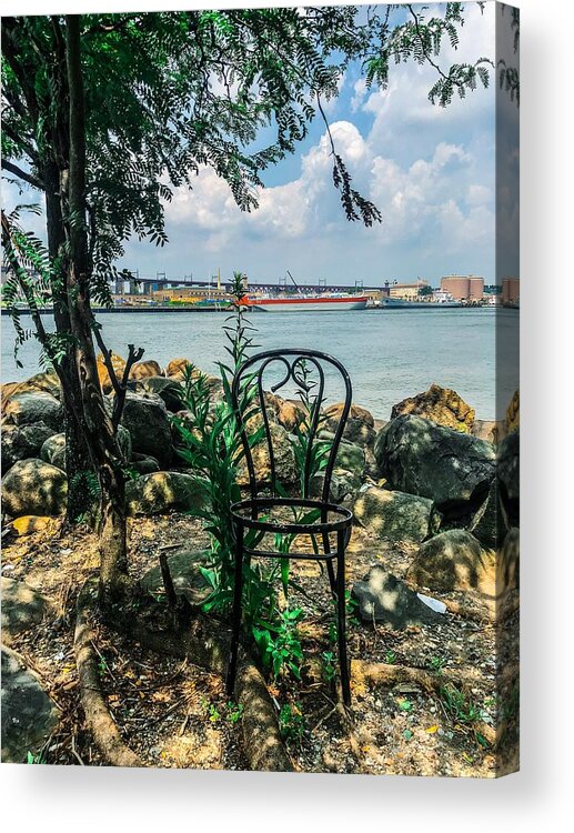 East River Acrylic Print featuring the photograph Abandoned Chair by Cate Franklyn