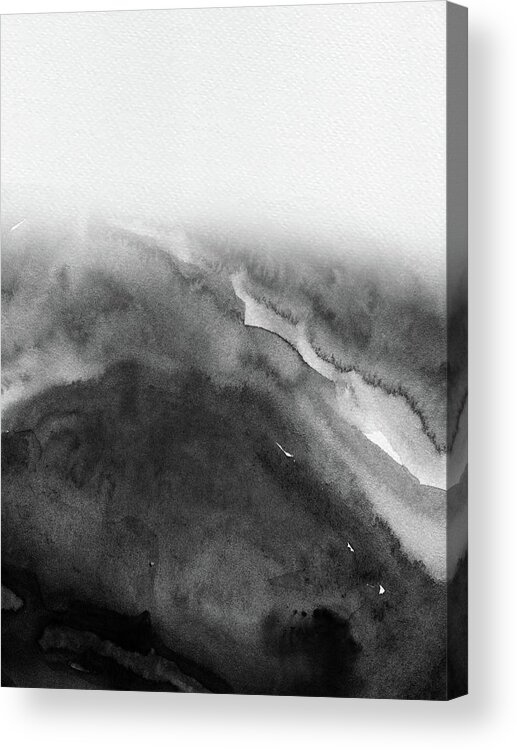 Mountains Acrylic Print featuring the painting Abstract Black Watercolor I by Naxart Studio