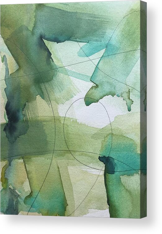 Abstract Acrylic Print featuring the painting Abstract Greens by Luisa Millicent