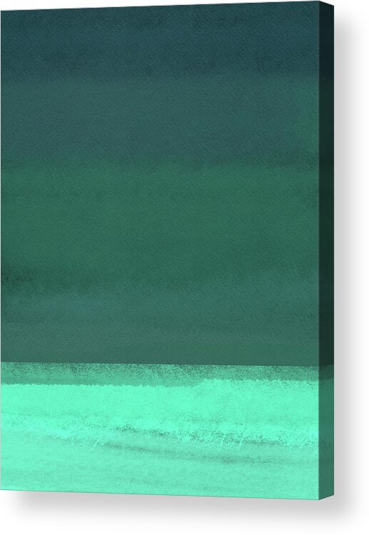 Landscape Acrylic Print featuring the painting Abstract Turquoise and Green Sunset by Naxart Studio