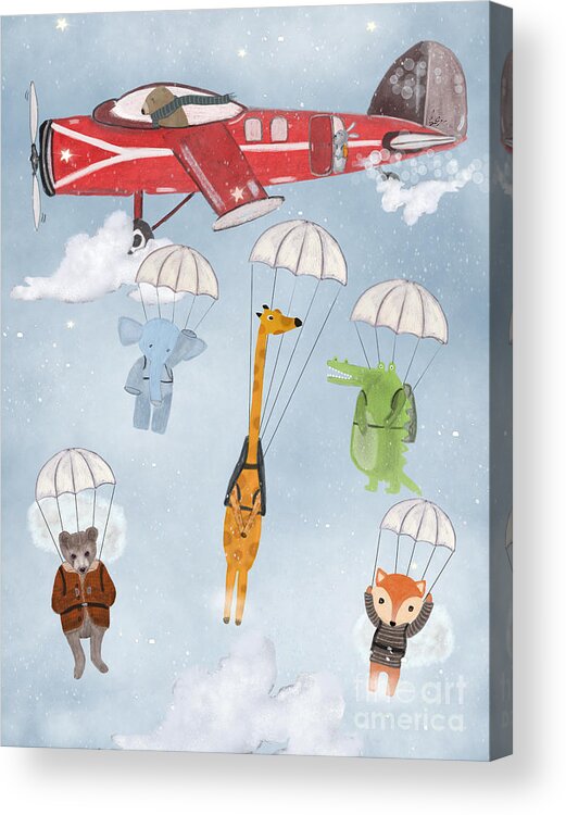 Giraffes Acrylic Print featuring the painting Adventure Skies by Bri Buckley