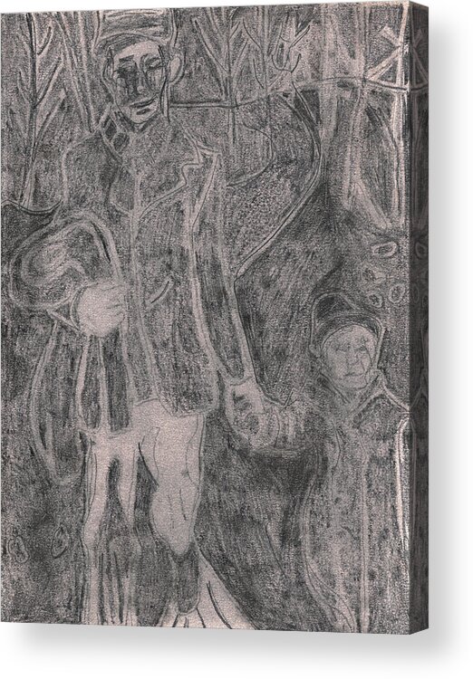 Drawing Acrylic Print featuring the drawing After Billy Childish Pencil Drawing 35 by Edgeworth Johnstone